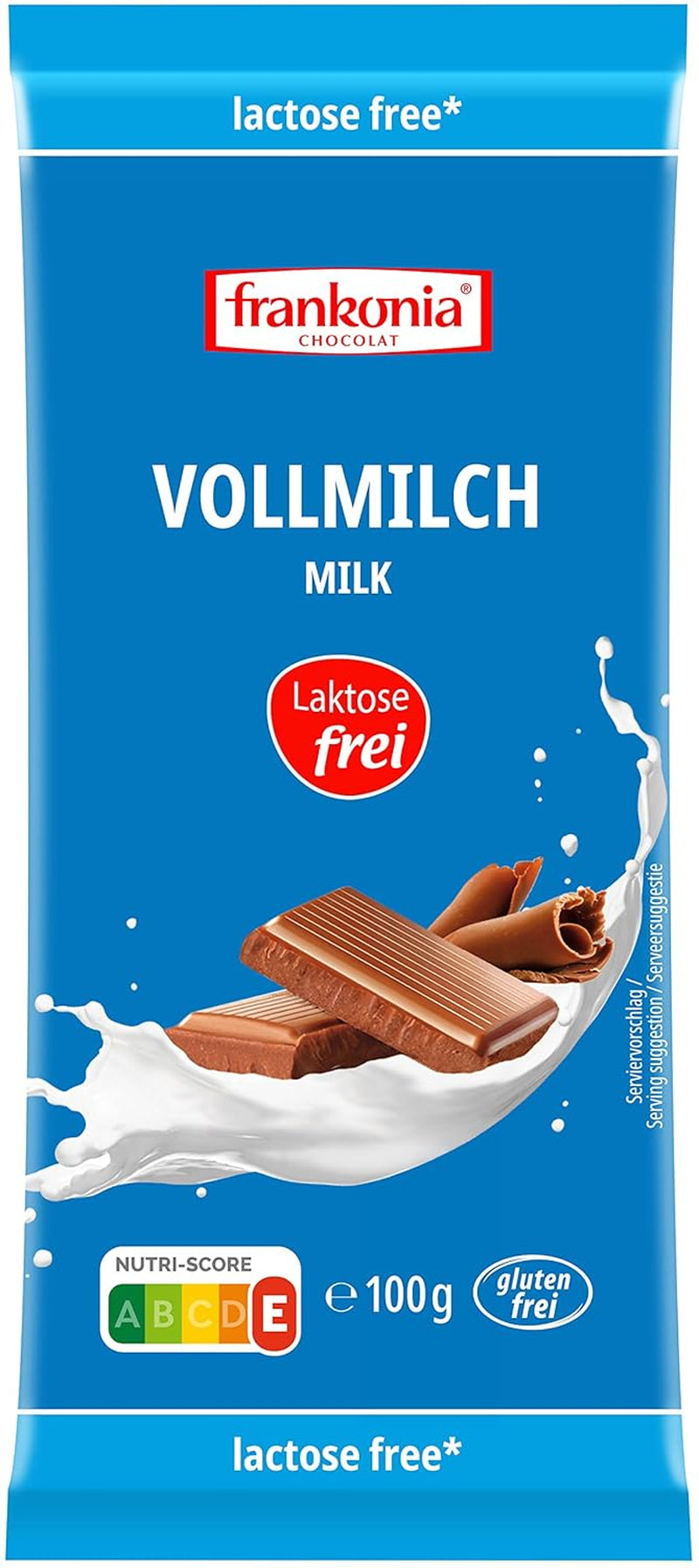 frankonia CHOCOLAT Ciocolată integrală cu lapte fără lactoză și gluten, 100 g