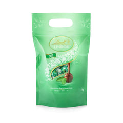 Bile de ciocolată LINDOR | Pungă resigilabilă de 1 kg | aprox. 80 de bile de ciocolată cu lapte și mentă cu umplutură | Pachet vrac & Bile de ciocolată LINDOR cu caramel sărat