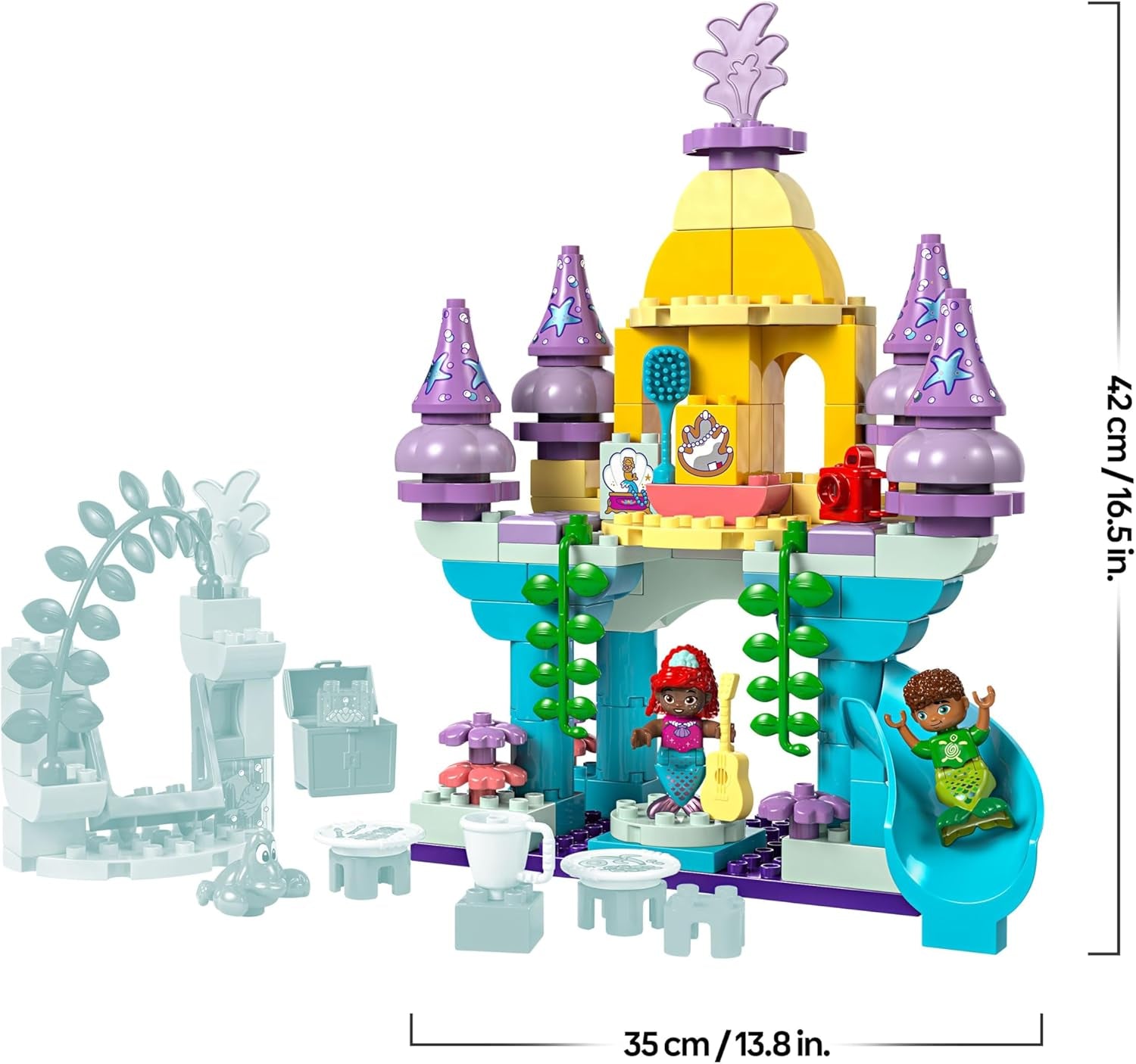 LEGO DUPLO Disney Arielles magischer Unterwasserpalast – Schloss Spielzeug aus Die kleine Meerjungfrau für Mädchen & Jungen ab 2 Jahren – Lernspielzeug für Kinder mit 3 Figuren – Geschenk – 10435