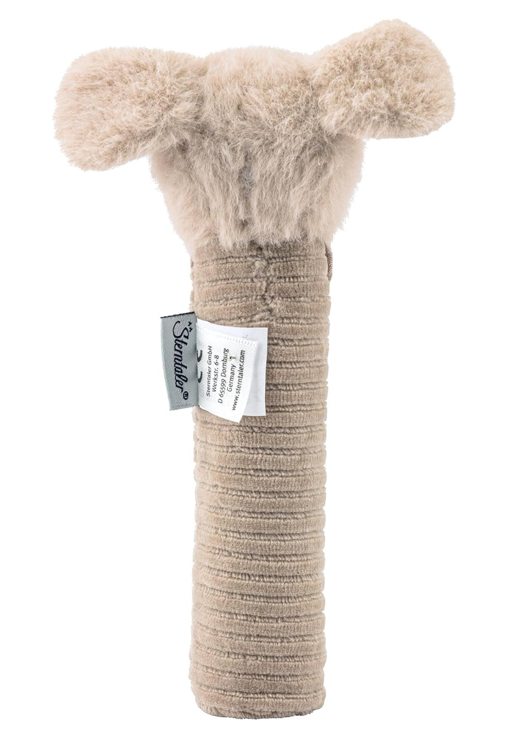 Sterntaler Baby squeaker câine Lucky - Jucărie pentru copii din material moale pufos cu cordon - Jucărie de prindere pentru copii - Primele încercări de prindere și joc, gri-bej Jucarii Bebe Naty Shop