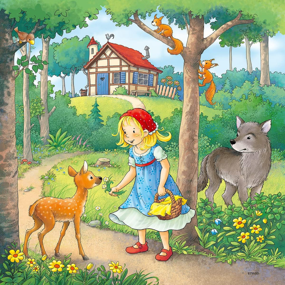 Ravensburger Puzzle pentru copii - 08051 Rapunzel, Scufița Roșie și Regele Broască - Puzzle pentru copii de 5 ani și peste, cu 3X49 piese Puzzle Naty Shop
