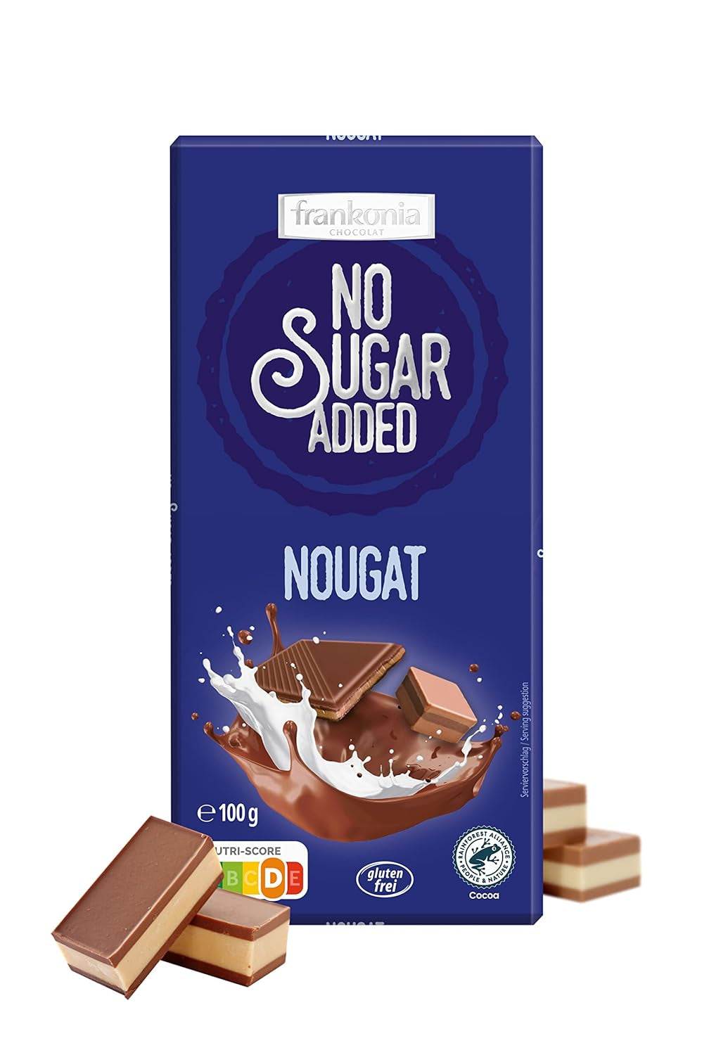frankonia CIOCOLATĂ FĂRĂ ZAHĂR ADĂUGAT Ciocolată cu nuga, fără gluten, 100 g (pachet de 4)