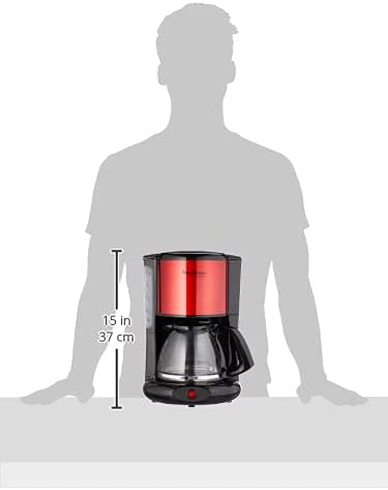 Espressor Subito cu filtru, carafă din sticlă, 10-15 cești, capacitate 1,25 l, funcție de oprire automată, filtru detașabil, indicator nivel apă, oțel inoxidabil, roșu/negru, FG360D