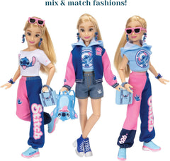 Disney ILY 4EVER Stitch Modepuppe mit Collegejacke und Zubehör, 29 cm, 13 Bewegungspunkte, offiziell lizenziert von Jakks Pacific. Komplett mit kombinierbarem Zubehör und glitzerndem Micky-Ring!