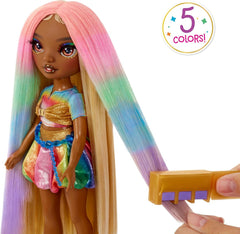 Rainbow High Hair Chalk & Style Doll - Meline - 28 cm Puppe in Regenbogen- und Goldfarben, Auswaschbare Haarkreide, Färben, Stylen, Spielen, Ausspülen & Wiederholen, für Kinder von 4 bis 12 Jahre