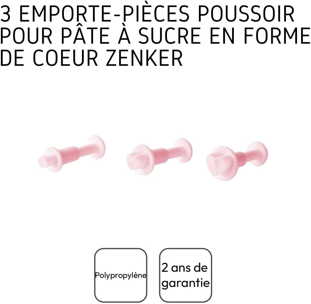 FACKELMANN 43073 Set de forme pentru biscuiți, 3 piese, inimă, roz