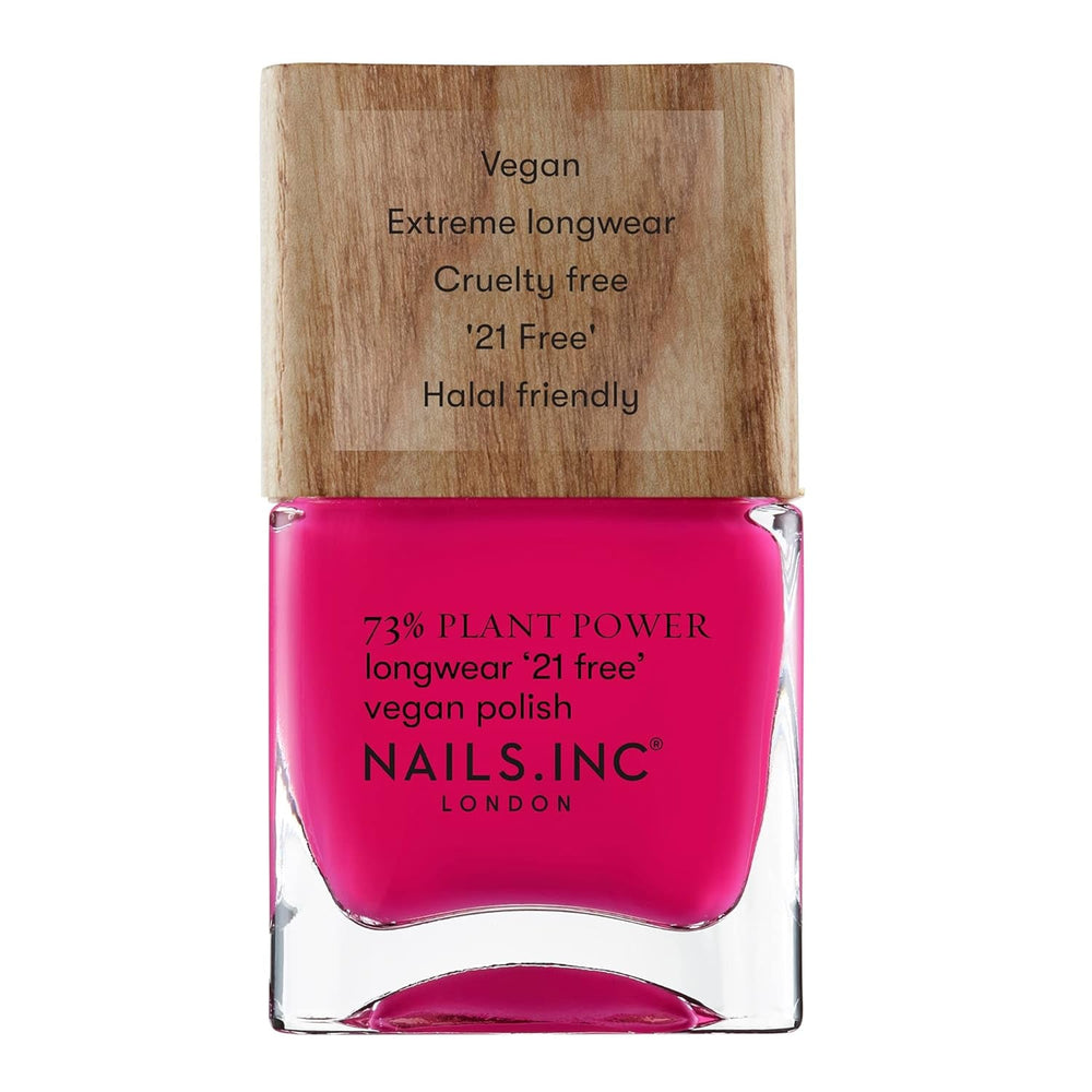 Nails Inc - Oja vegană GLOWING SOMEWHERE Plant Power - 73% pe bază de plante, 100% vegană și fără cruzime - Manichiură perfectă, sidefat strălucitor - Pentru o nail art ecologică
