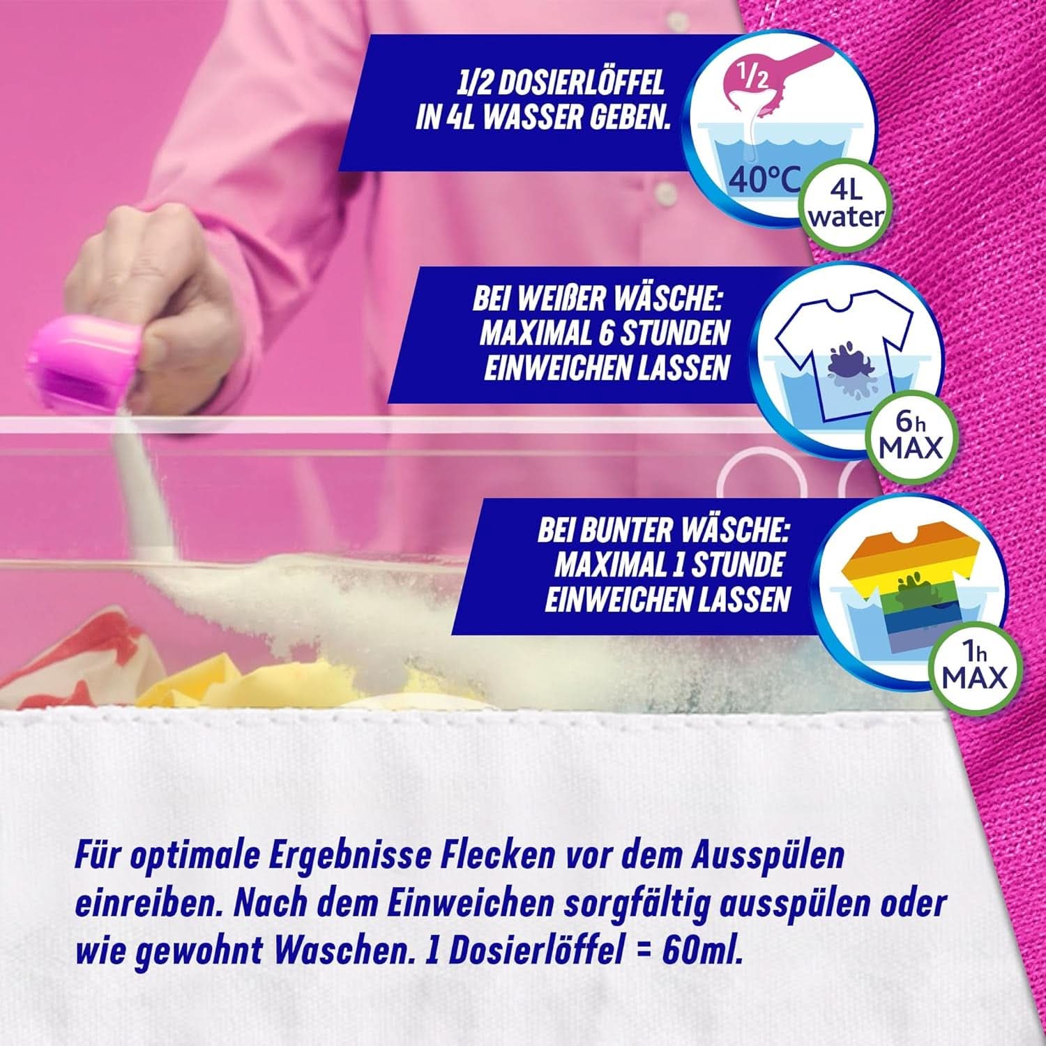 Vanish Oxi Action Powder Pink - 1,125 Kg - pudră de îndepărtare a petelor și de îmbunătățire a rufelor fără clor - pentru rufe colorate Detergenti Rufe Naty Shop