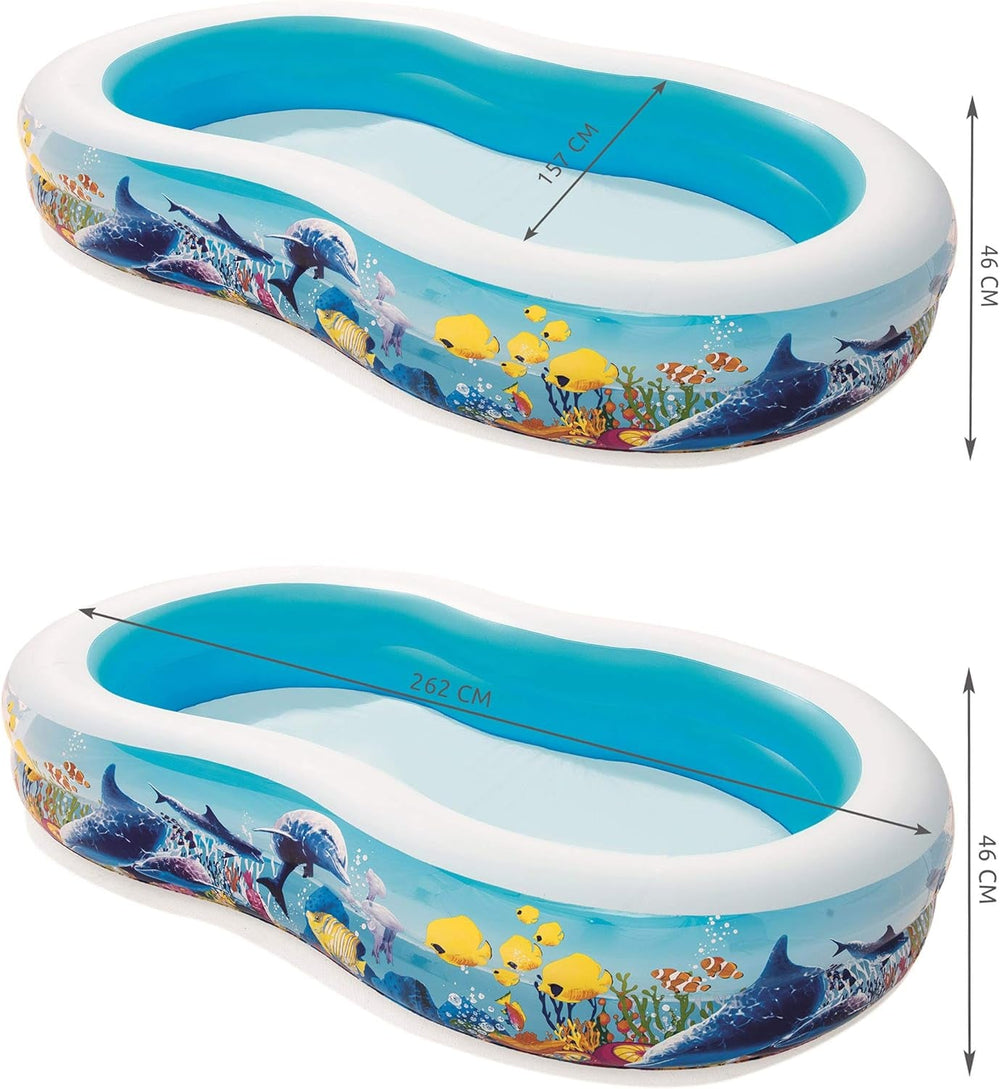 Piscină Bestway Family Sea Ground, 262 x 157 x 46 cm, multicoloră