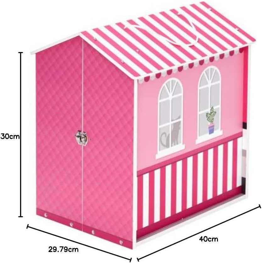 Teamson Kids - Casă de păpuși Dreamland City Café 30 cm - Roz/Alb/Negru