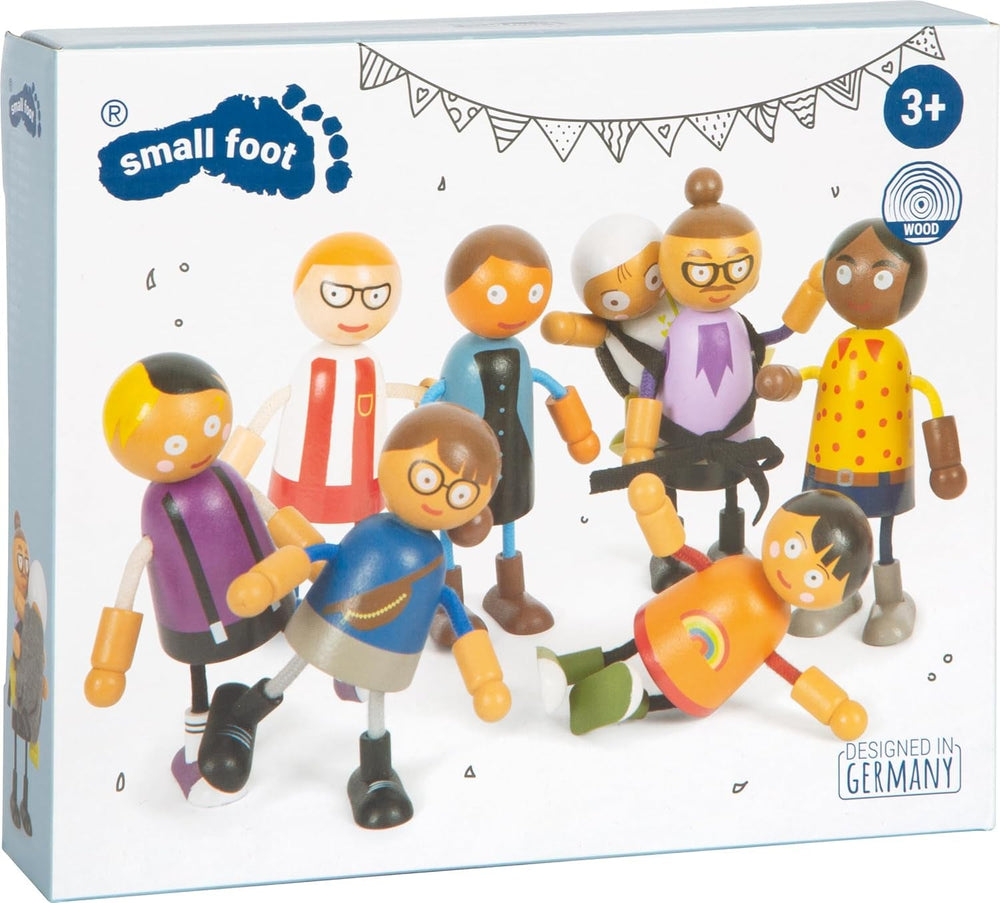 small foot Biegepuppen-Familie mit Baby, 8 Flexible Holz-Puppen unterschiedlichen Alters, Geschlechts & Hautfarbe, 12426, Beige