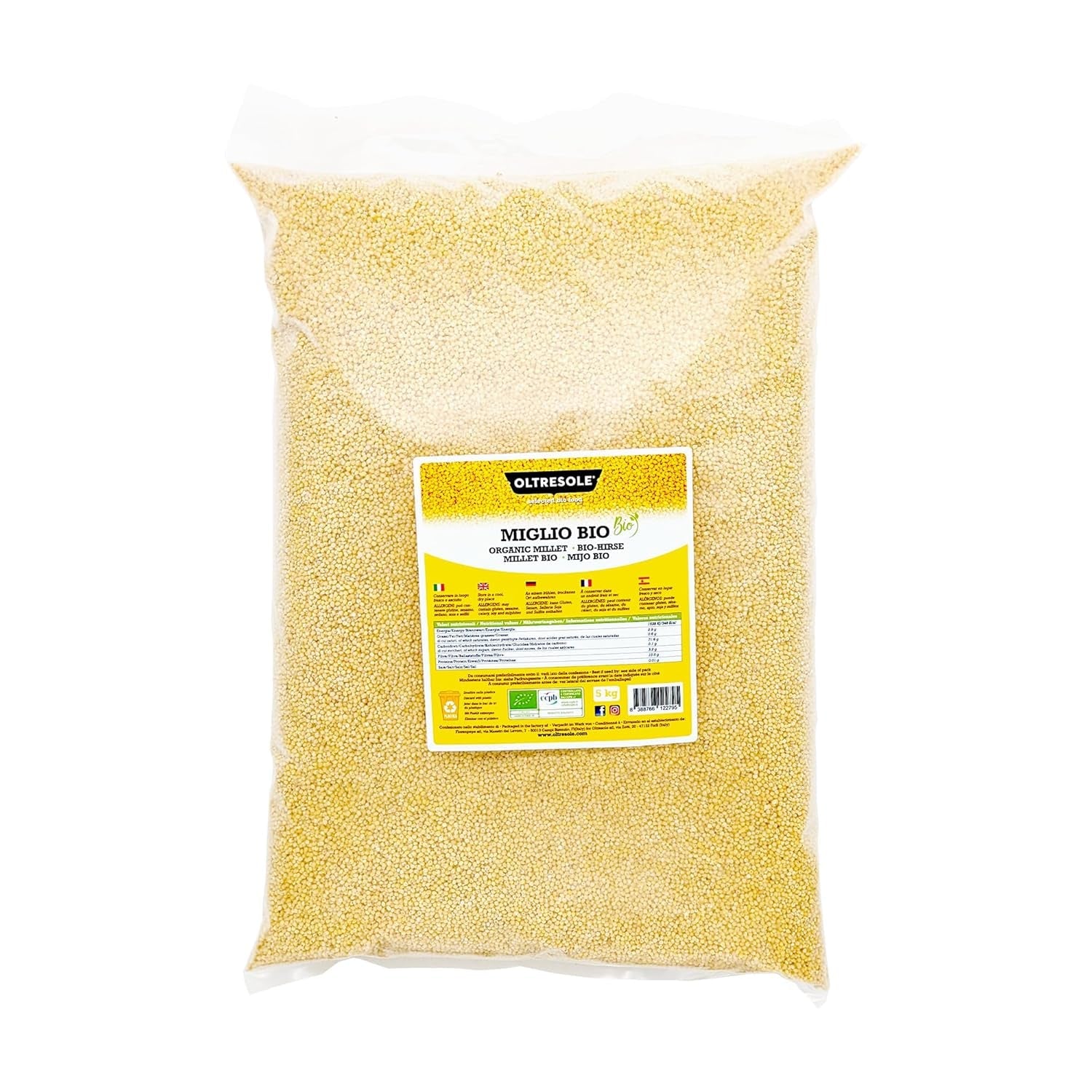 Mei organic 1 kg, boabe organice bogate în fibre și minerale, boabe de mei galben pentru consum, pachet ideal pentru familie