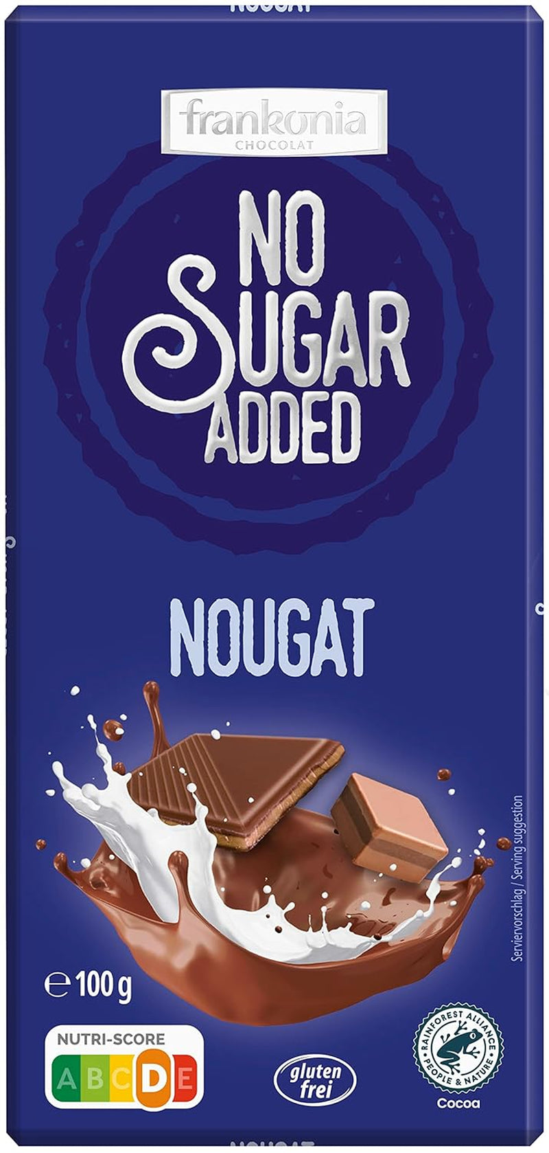 frankonia CIOCOLAT FĂRĂ ZĂHĂR ADĂUGAT Nugat Ciocolată, fără gluten, 100 g