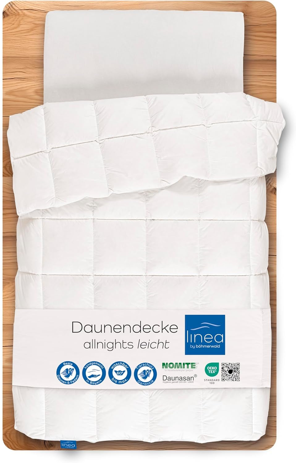 Allnights - Plapumă confortabilă ușoară, 135X200, 100% pene noi și puf, potrivită pentru alergici, lavabilă până la 60°C, fabricată în Germania Plapumi si pilote Naty Shop 155 X 220 Cm Clasa termică Lumină