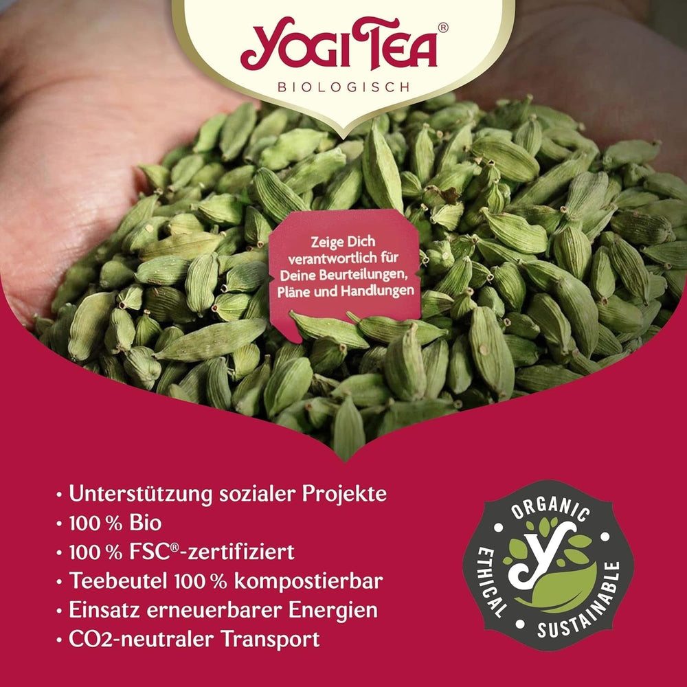 Yogi Tea - Tulsi Serenity, ceai ayurvedic din plante bio, fără cofeină din natură, amestec de tulsi - busuioc „sfânt”, lemn dulce și portocală, Yogi Tea pachet de 3, 3X17 pliculețe (51 pliculețe de ceai)