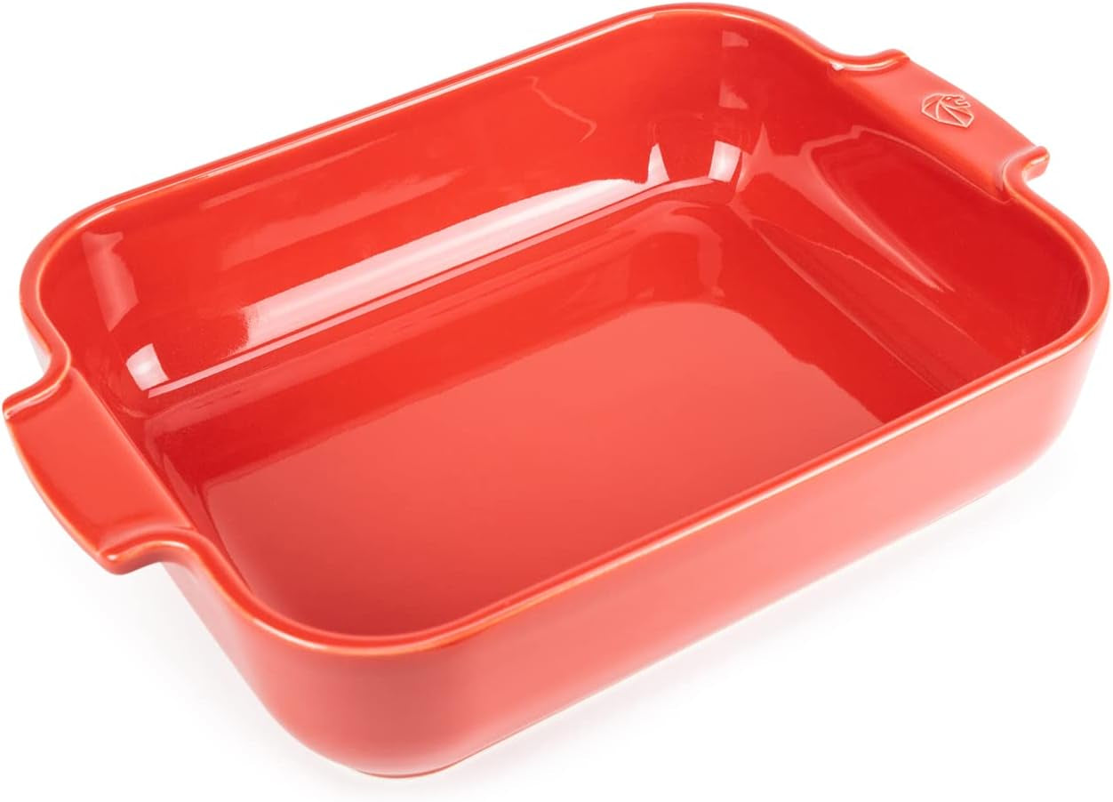 Peugeot Appolia Rechteckige Auflaufform Mit Griffen, Keramik, Schiefer / Grau, 7,2X31X21,7 Cm, Fassungsvermögen: Ca. 2 L, 60060 Matrite si tavi pentru copt Naty Shop Rot