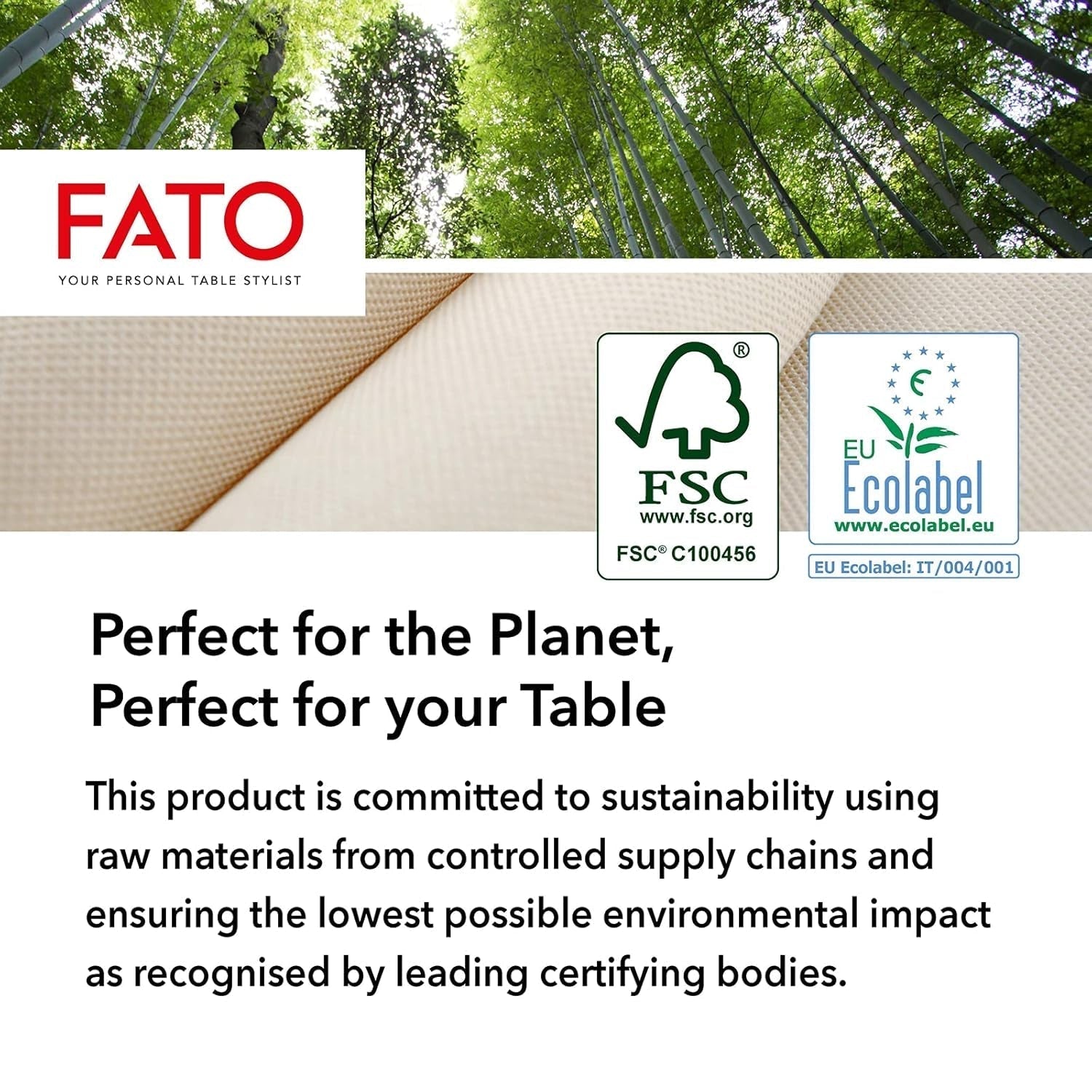 Fato - Șervețele de hârtie de unică folosință naturale pliate 4 ori, ecologice, pachet de 40 de șervețele, mărimea 38X38, 2 straturi, 100% hârtie reciclată