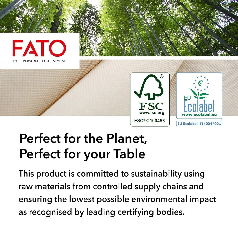 Fato - Șervețele de hârtie de unică folosință naturale pliate 4 ori, ecologice, pachet de 40 de șervețele, mărimea 38X38, 2 straturi, 100% hârtie reciclată