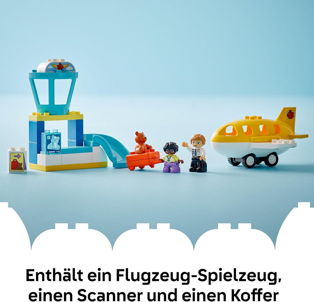 LEGO DUPLO Town Erster Besuch im Flughafen - Lernspielzeug zur Förderung der Motorik für Kleinkinder - inkl. Flugzeug, 2 Figuren & Teddybär - Geschenk für Jungen und Mädchen ab 2 Jahren - 10443