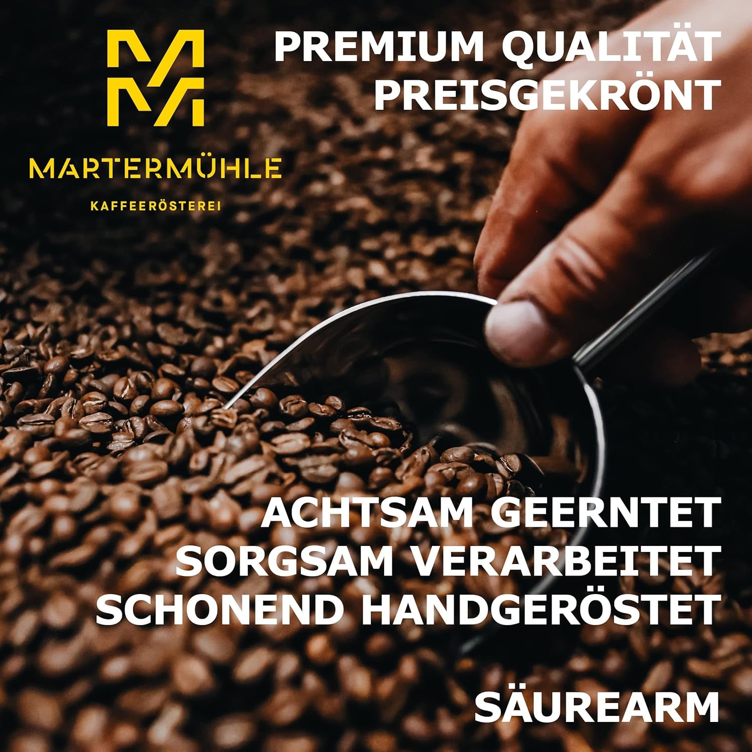 Boabe de espresso Martermühle Office Blend 1 kg, concentrație medie | Arabica/Robusta | Arome: Migdale, Ciocolată | Boabe de espresso întregi, prăjite ușor, aciditate scăzută