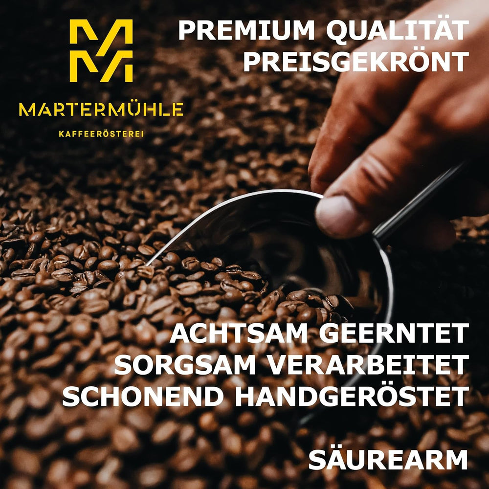 Set mostre boabe de cafea organică Martermühle 3x250g tărie ușoară/medie I Arabica I Boabe întregi de cafea organică prăjite ușor, aciditate scăzută (68/74/426)