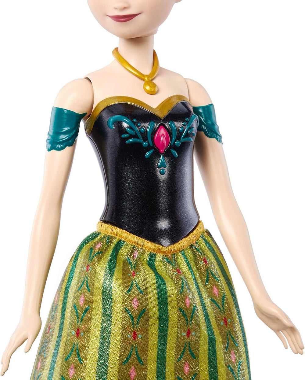 Mattel Disney Die Eiskönigin Singende Anna-Puppe - 30-sekündiger Song-Ausschnitt, klassisches Schlossoutfit, abnehmbarer weicher Rock, kämmbare Haare, für Kinder ab 3 Jahren, Deutsche Version, HMG41