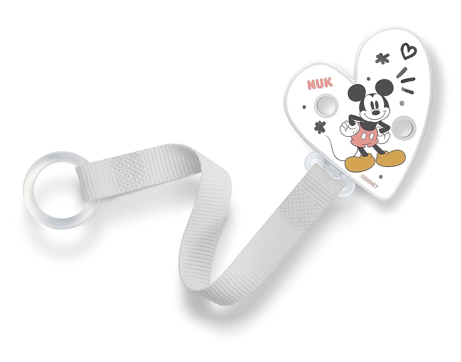 Lanț și clemă pentru suzetă NUK | pentru inele de suzetă | Robuste și rezistente la rupere | Disney Mickey Mouse
