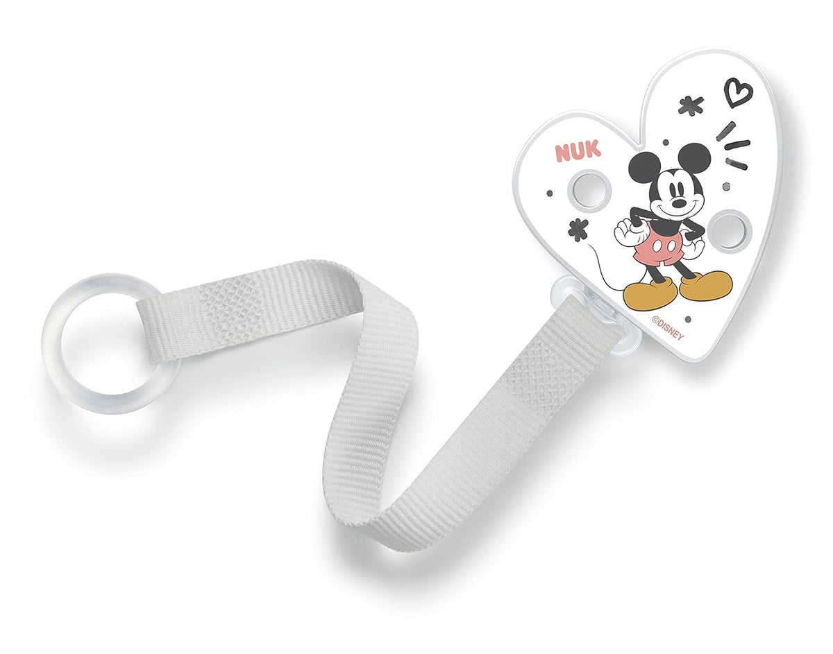 Lanț și clemă pentru suzetă NUK | pentru inele de suzetă | Robuste și rezistente la rupere | Disney Mickey Mouse