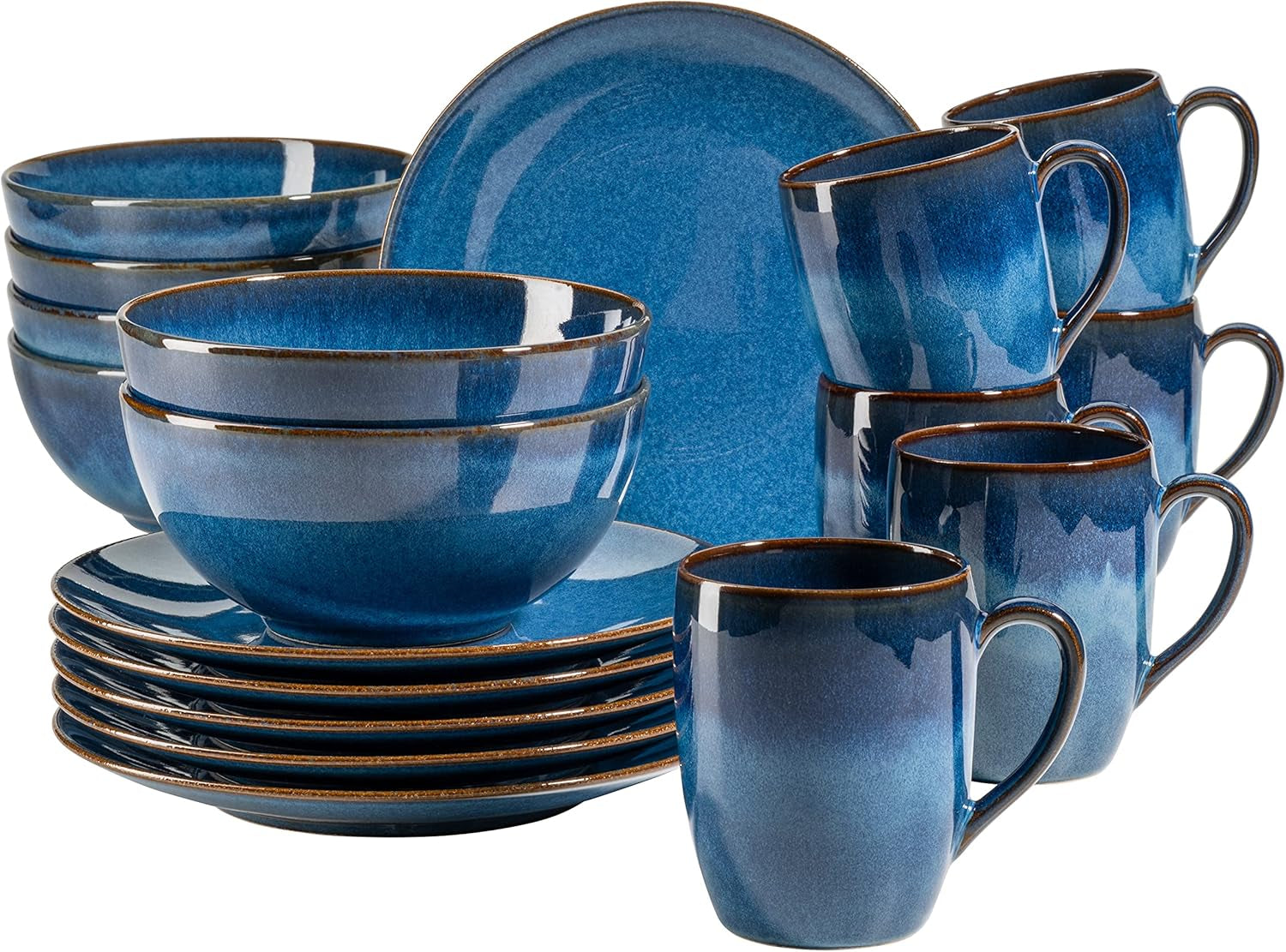 Set de mic dejun MÄSER, ceramică OSSIA, albastru regal, albastru