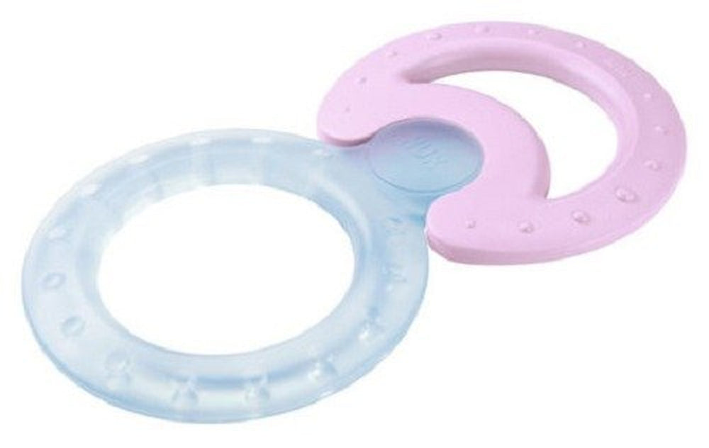 Set inele de dentiție răcoritoare NUK, 2 piese, Classic și Cool, pentru masaj și răcorire, 1 set, fără BPA, culori asortate