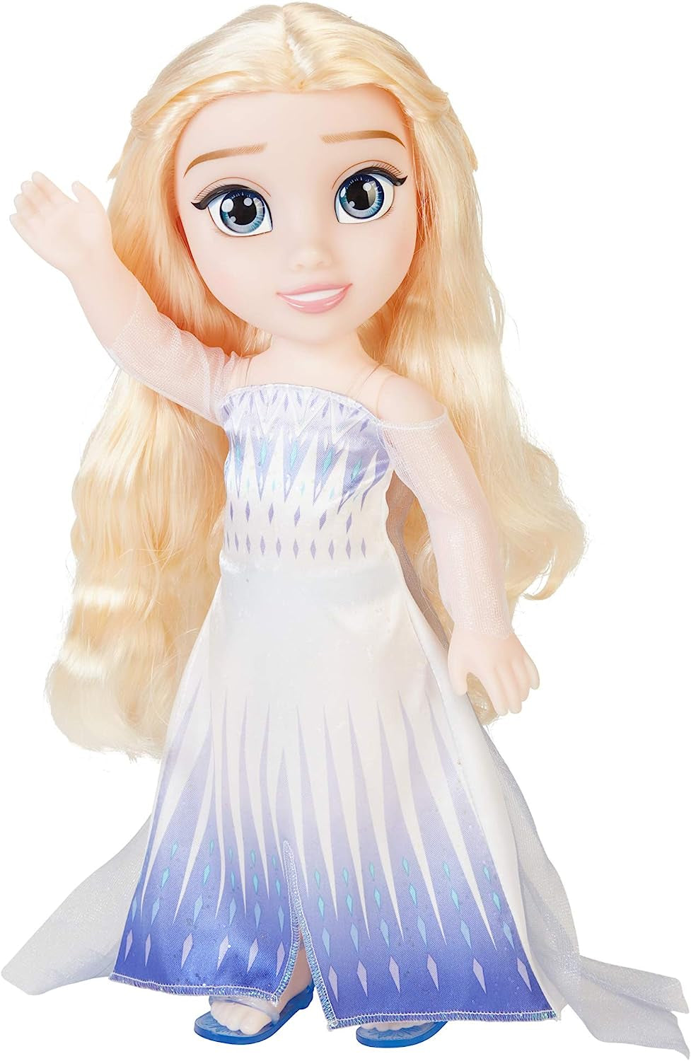Păpușa Elsa, Regina Zăpezii, Disney Frozen 2 – 35 cm înălțime, păpușă poziționabilă, într-o rochie la modă emblematică și cu păr lung și despletit pentru distracție suplimentară, pentru fete de la 3 ani în sus, 214894