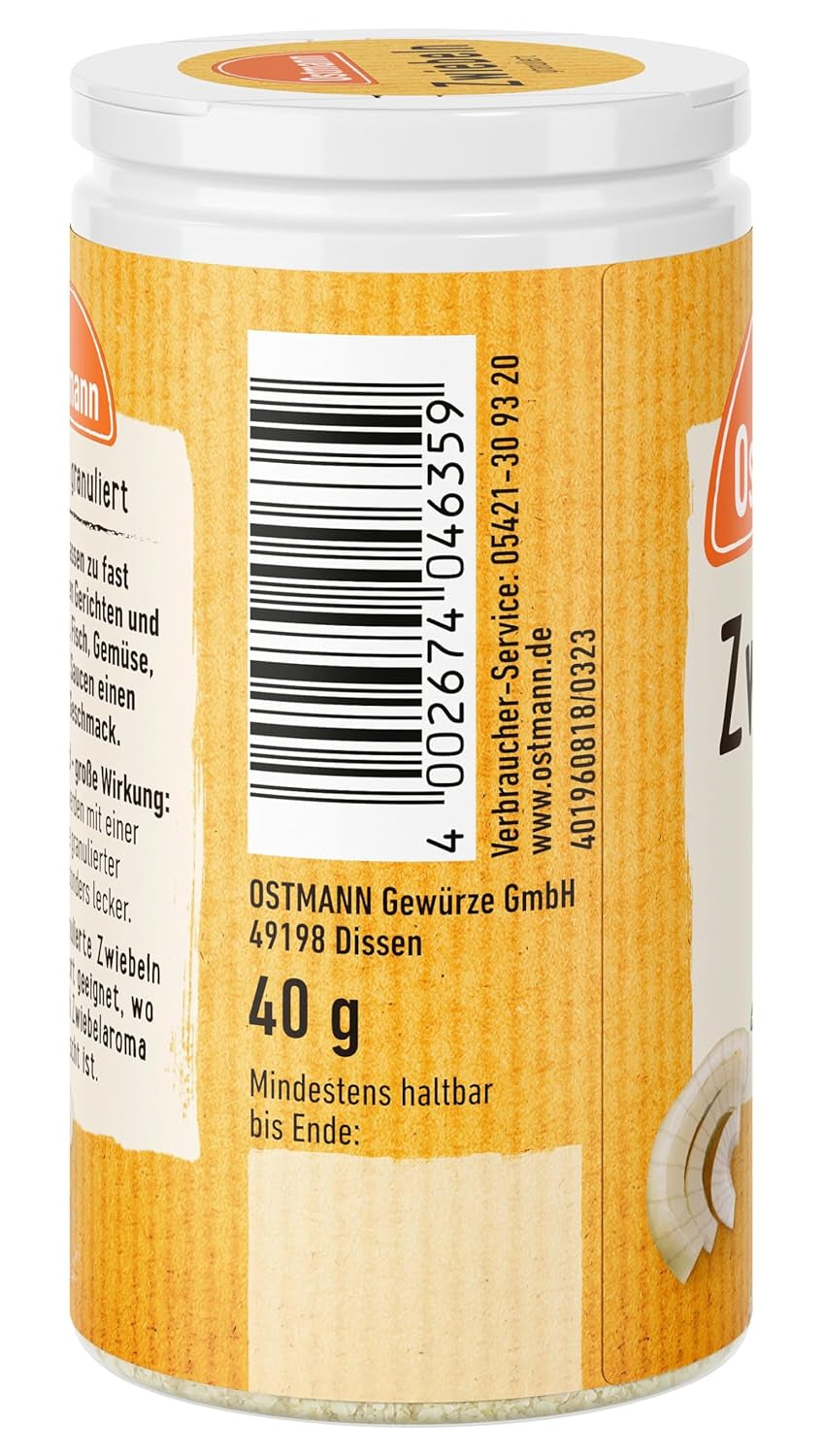 Ostmann Gewürze - Zwiebeln granuliert | Zwiebelpulver zum Würzen herzhafter Gerichte | 40 g in recyclebarer Dose