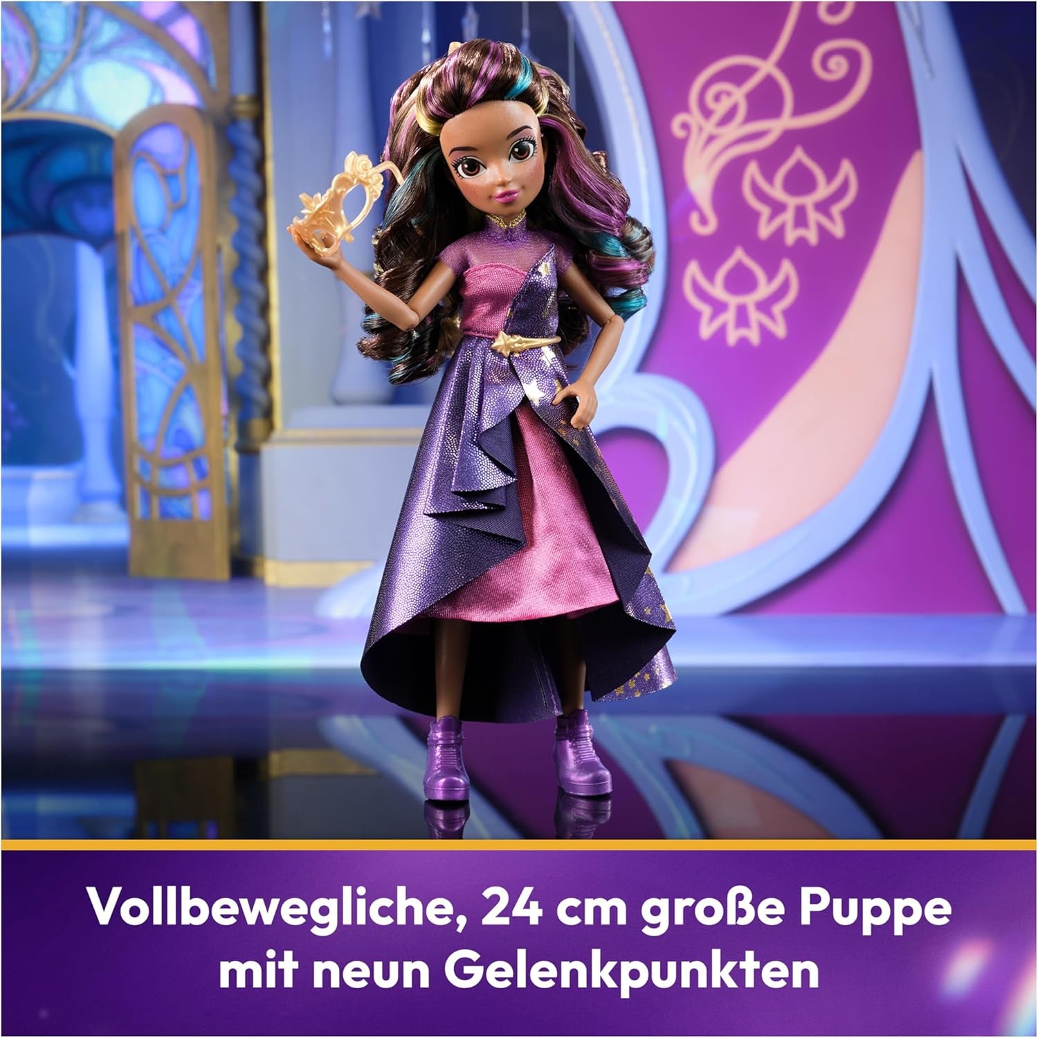 Păpușă Unicorn Academy Deluxe, Bal Mascat - Sophia, păpușă originală din popularul serial Netflix, 24 cm înălțime, cu 2 ținute și accesorii, pentru copii cu vârsta de 4 ani și peste