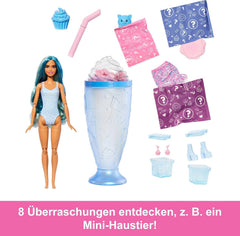 Barbie Pop Reveal Serie Set aus Modepuppe und Zubehör, Treat-Serie, Cool Cupcake Design mit Haustier, 8 Überraschungen inklusive Farbwechsel, JFY61