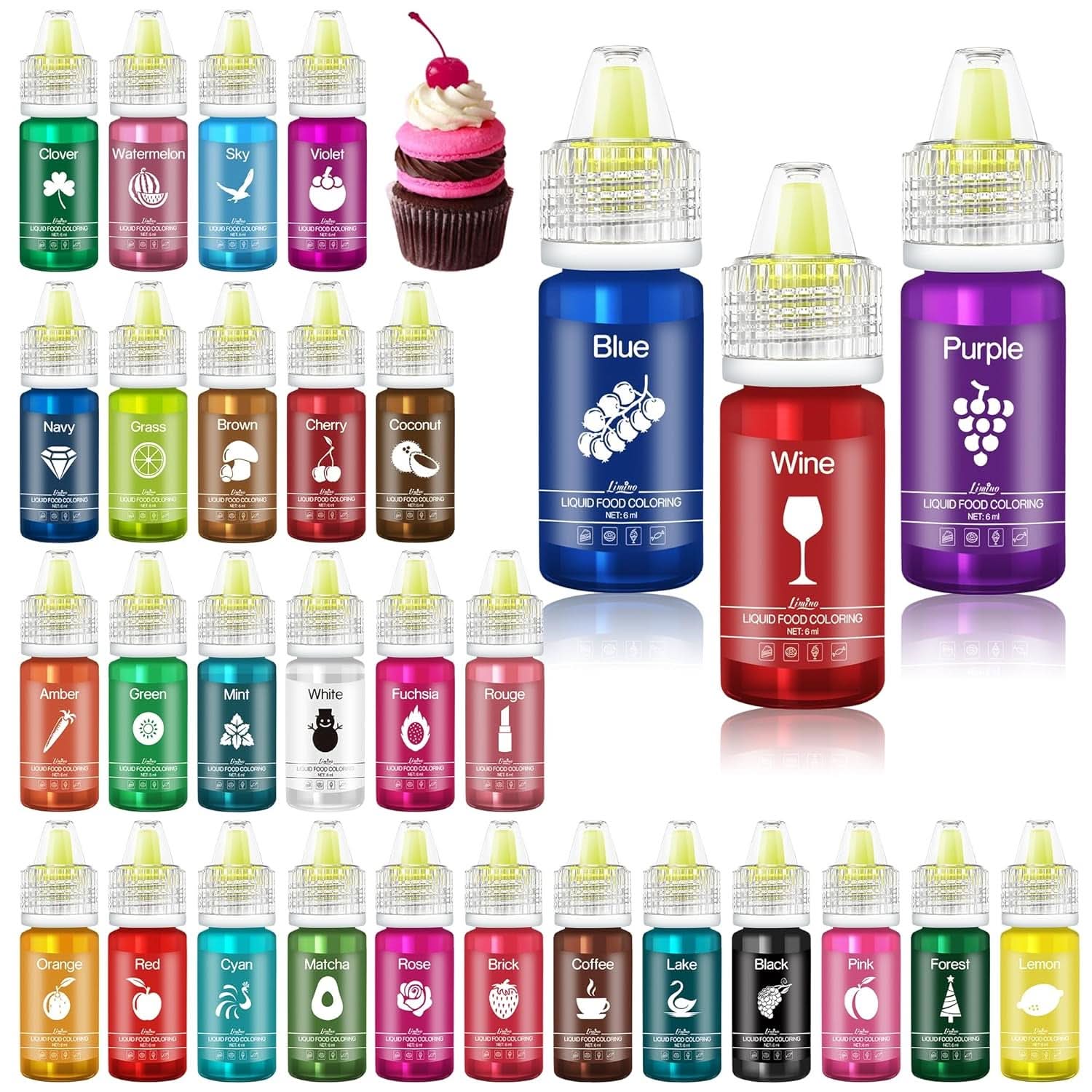 Coloranti alimentari lichizi, concentrati, pentru prajituri Naty Shop 30 x 6 ml