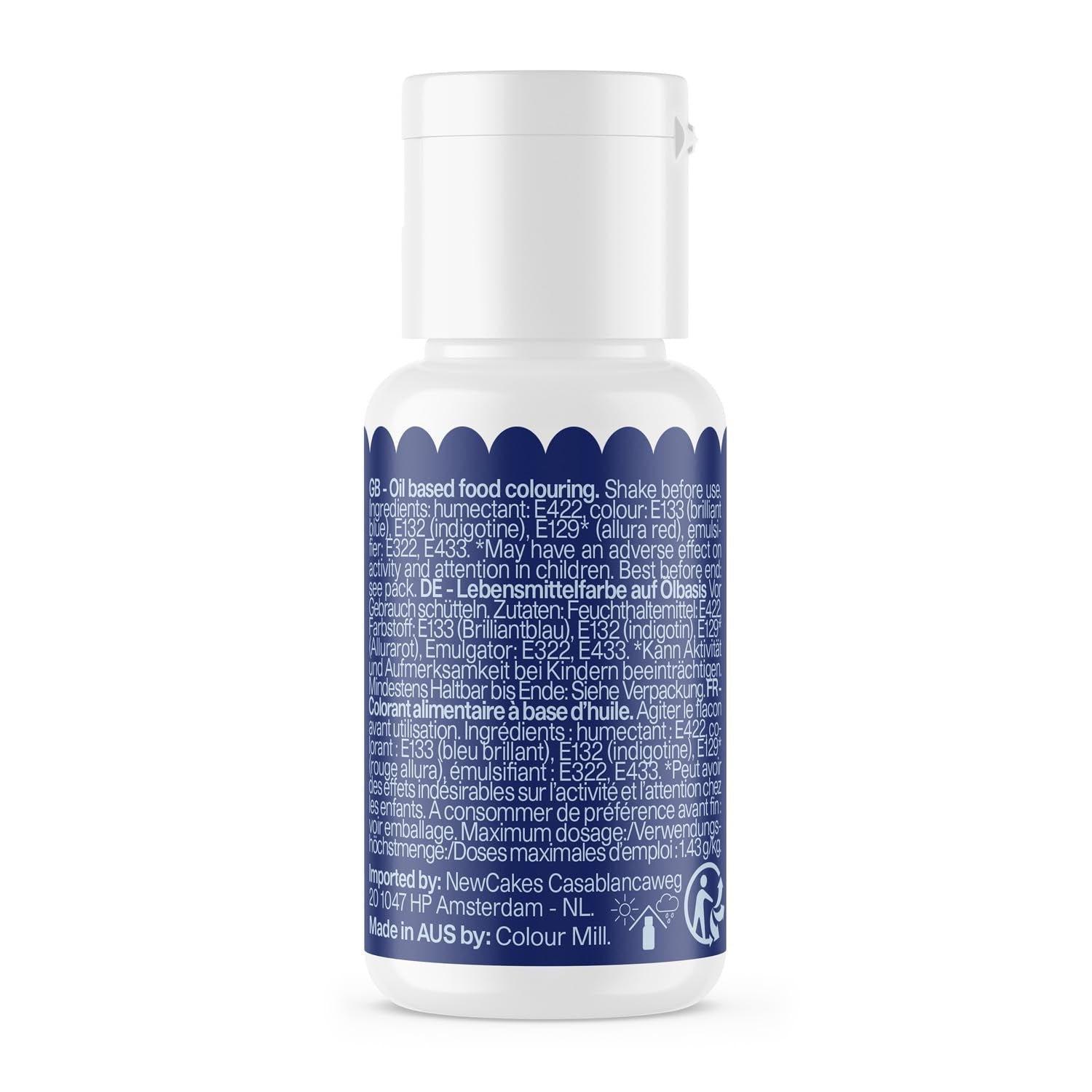 Colorant alimentar pe bază de ulei Colour Mill Blend, culoare bleumarin - Colorant alimentar pentru ciocolată, fondant, brioșe, prăjituri, copt, macaroane - Colorant alimentar pentru decorarea torturilor - 100 ml