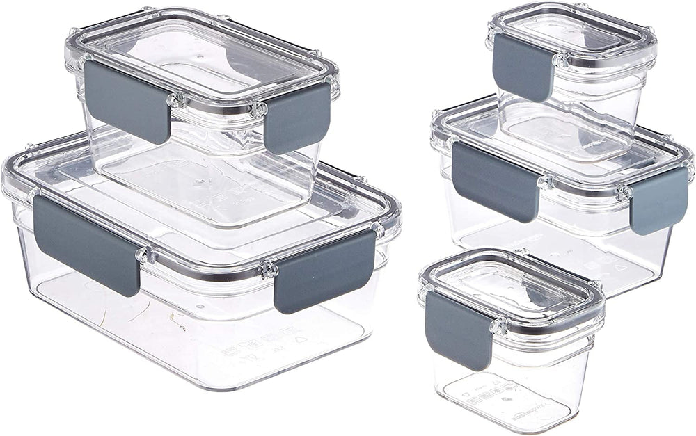 Amazon Basics Tritan keep-fresh poate cu închidere, 11-pack, (11 cutii + 11 capace), clar Cutii depozitare alimente Naty Shop Pachet de 10
