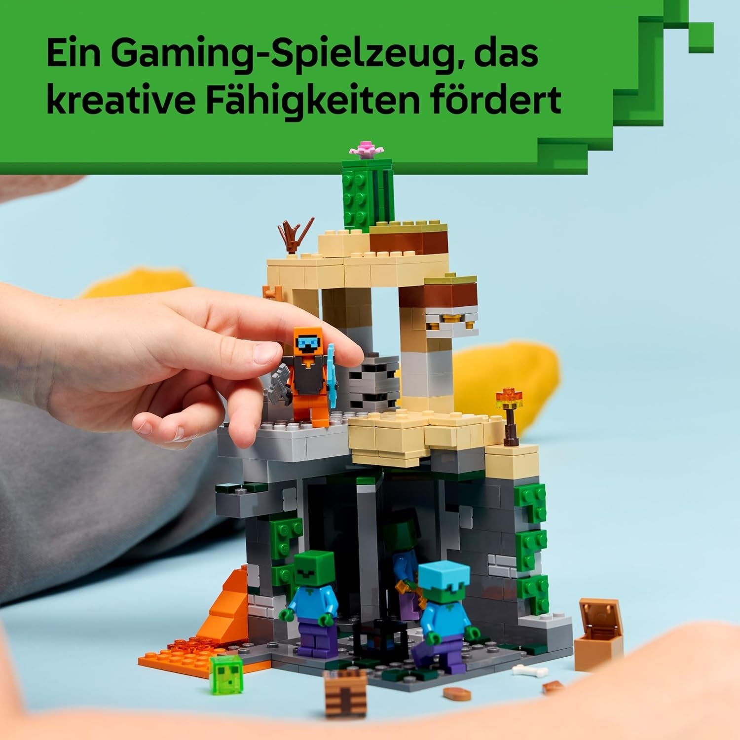 LEGO Minecraft Zombieverlies - Bauspielzeug für Rollenspiele - Minecraft-Spielset für Jungen und Mädchen ab 8 Jahren mit 3 Zombies, einem Krieger und Videospielzubehör - 21587