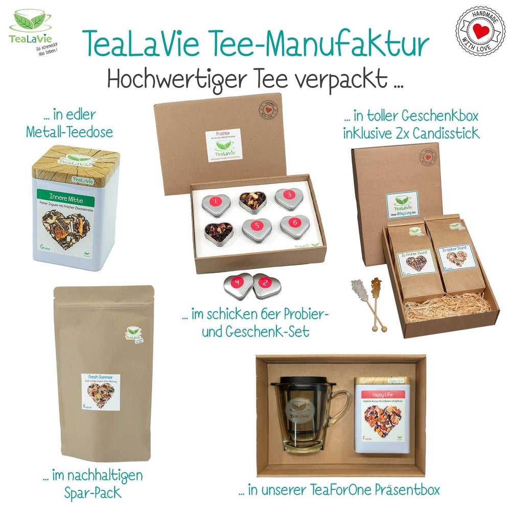 Tealavie Set cadou cu 6 ceaiuri de fructe (60 g) Set de probă Cutie cadou Idei de cadouri de mulțumire pentru femei Colege Ziua Mamei 2024