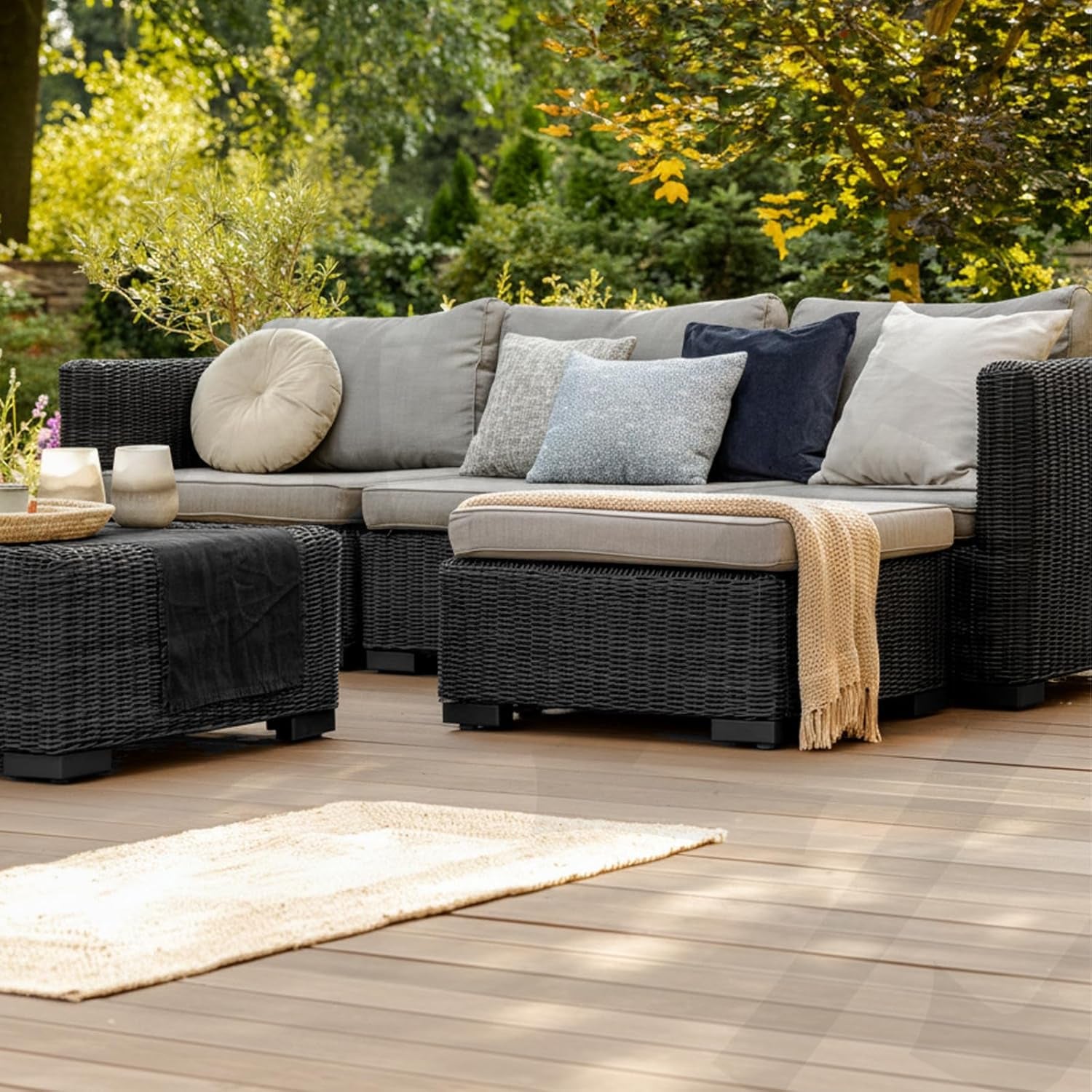 65M Kunststoff Rattan Reparaturmaterial, Flach Gewebtes Pe-Rattan Mit Webwerkzeug Für Outdoor Möbel, Garten, Terrasse, Rattan-Stuhl, Tisch, Sitzbank Sehr Langlebig, Schwarz