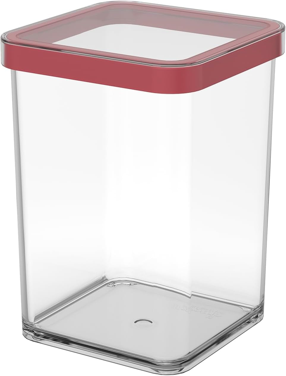 Rotho Loft set de 5 borcane de depozitare cu capac, diferite dimensiuni, plastic alimentar (PP) fără BPA, transparent/roșu, (21,4 x 21,4 x 23,5 cm) Cutii depozitare alimente Naty Shop 1 L pătrat