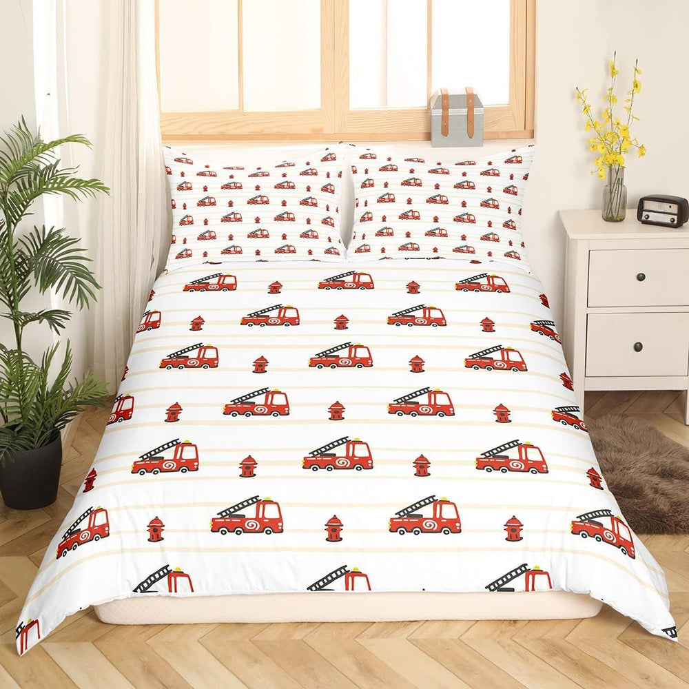 Jungen Cartoon Auto Bettwäsche Set 135X200,Kinder Bau Fahrzeuge Tröster Abdeckung Für Kind Kleinkind Teens,Dinosaurier Bettbezug,Traktor Maschinerie Bagger Bettdecke Abdeckung,Lkw Autos Bettwäsche Naty Shop Multi 1 200*200+80*80*2