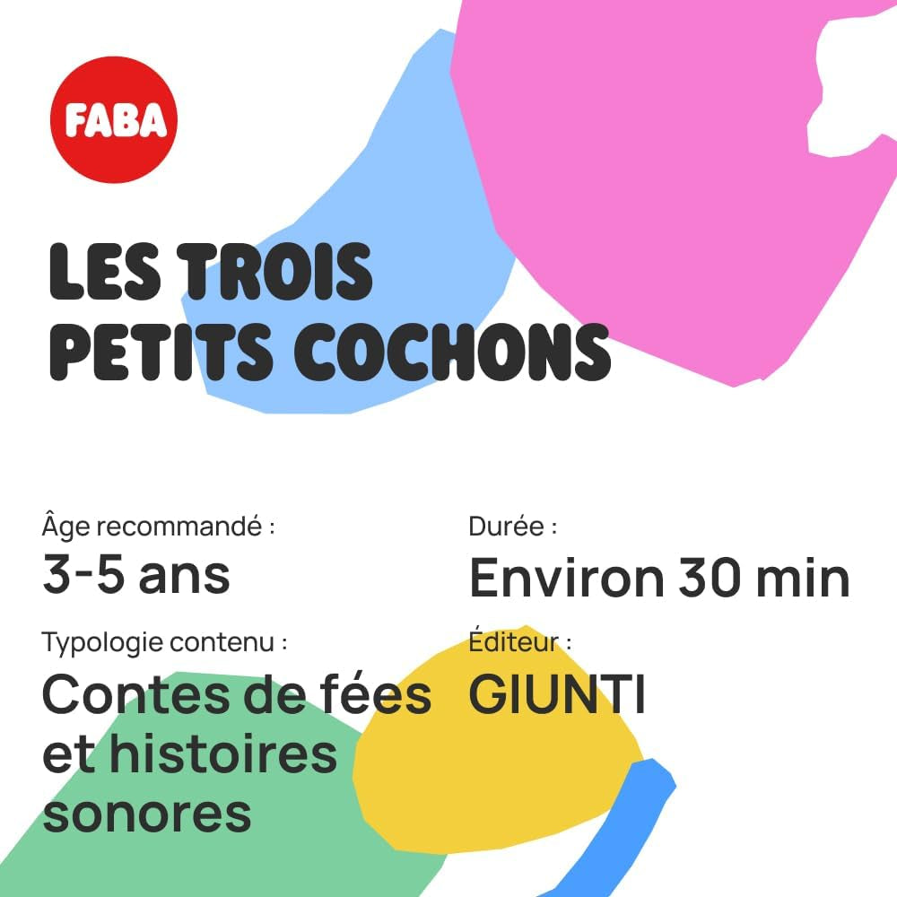 Figura cu sunet Cei trei purceluși - povești cu sunet - jucărie, conținut educațional, versiune franceză, copii cu vârsta cuprinsă între 4 și 6 ani Jucarii Bebe Naty Shop