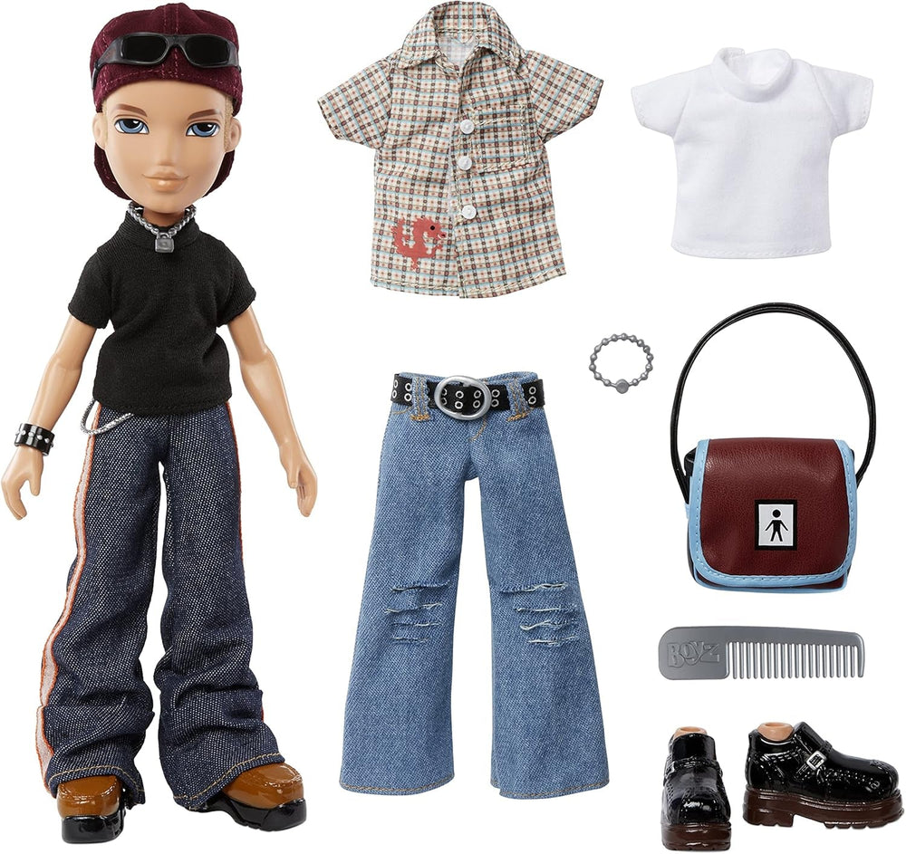 Bratz 20 Special Edition Modepuppe Cameron-Holografische Verpackung & Poster-Sammelpuppe-20 Yearz Motiv, Fan-Liebling Neuauflage von 2001-Mit 2 Outfits, Schuhen, Tasche & Mehr