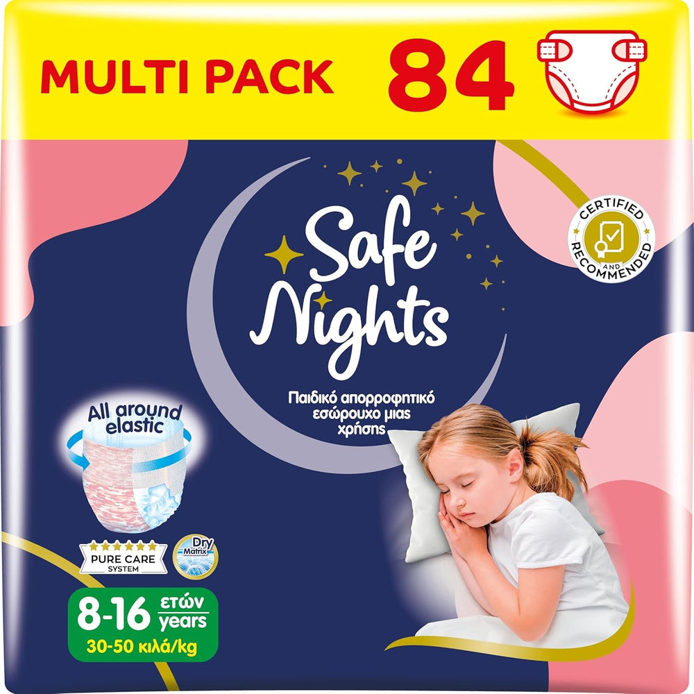 Safe Nights Boy, chiloți de noapte pentru vârste 8-16 ani (30-50 kg), 84 bucăți