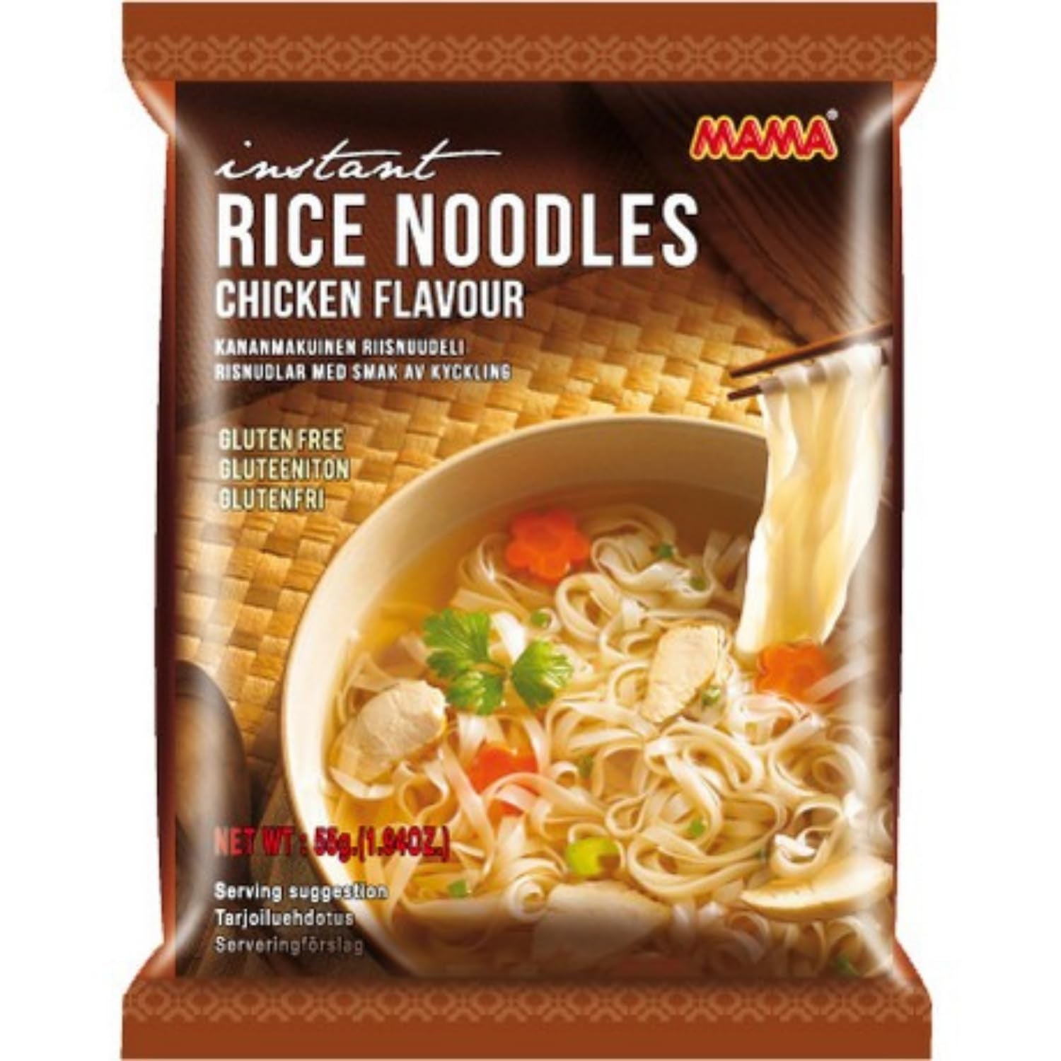 Tăiței de orez instant Mama cu legume – Tăiței de orez instant fără gluten, în stil oriental – Bucătărie thailandeză autentică – 24 x 55g