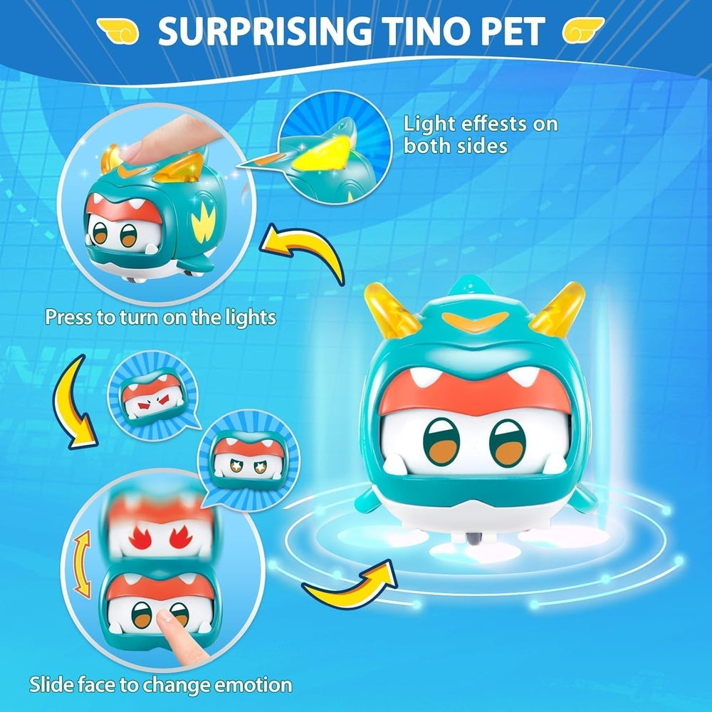 Super Wings EU770447 - Transforming Tino & Pet, figură de joacă transformabilă cu înălțimea de aprox. 14,5 cm și animal de companie cu înălțimea de aprox. 4,3 cm, pentru copii cu vârsta de peste 3 ani Action figures Naty Shop