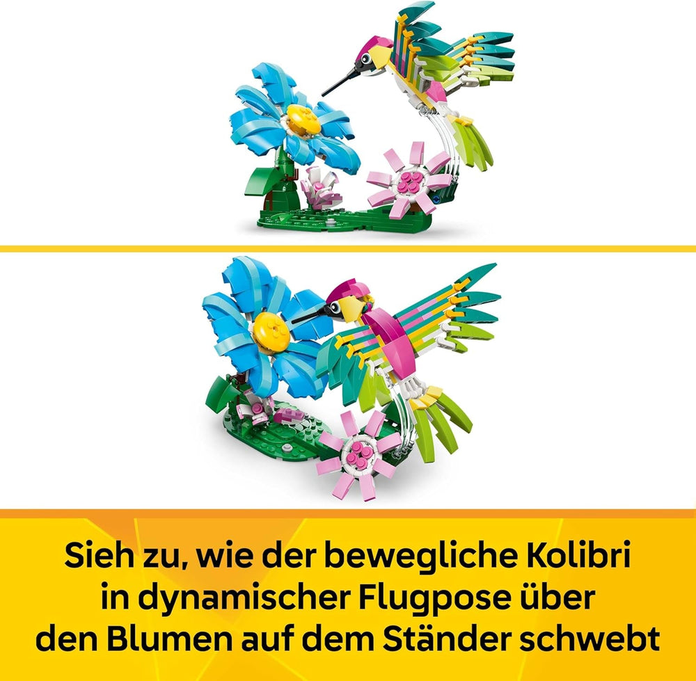 LEGO Creator 3in1 Wild Animals: Colourful Hummingbird - Bird Toy Transforms into a Butterfly or Fish Figure - DIY Room Decor Idea - Creative Gift for 8+ Year Old Girls & Boys - 31384
