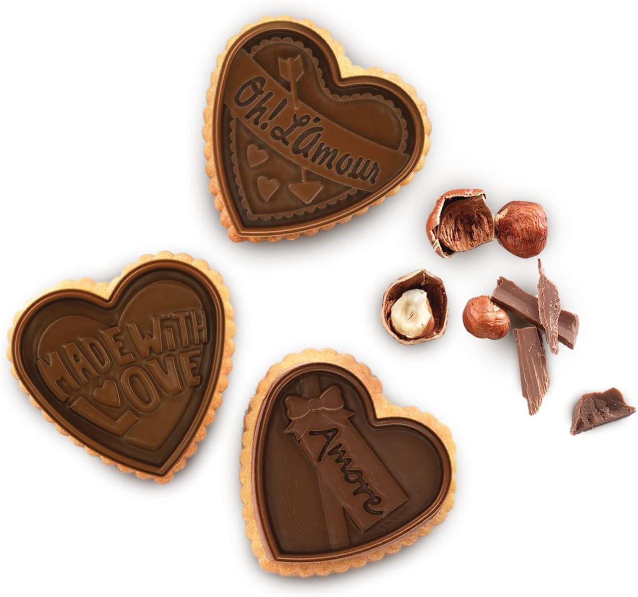 silikomart | CKC06 Formă de silicon pentru bomboane de ciocolată COOKIE LOVE SLIM, antiaderentă, 6 bomboane de ciocolată, 1 pachet, formă pentru bomboane, Easy Choc, 64 x 63 mm, h 5 mm, volum 51 ml, Fabricată în Italia