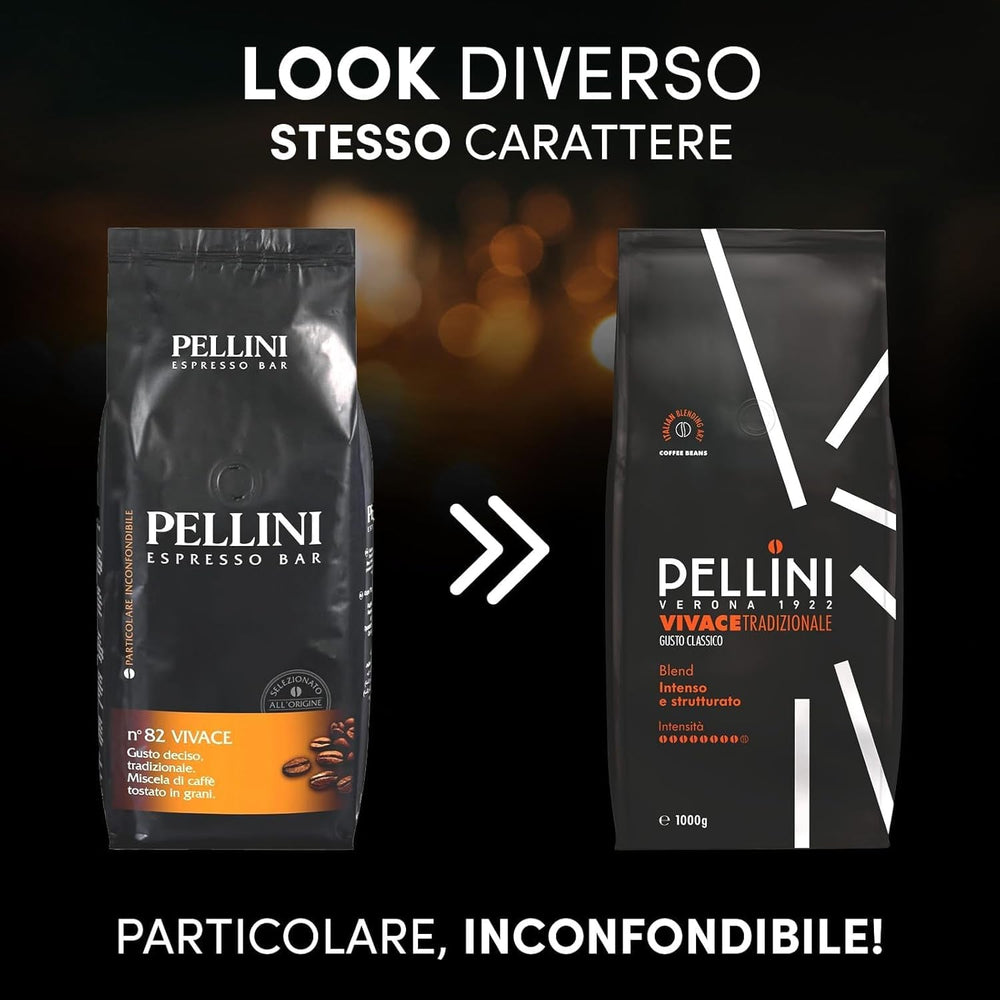 Pellini N.82 Vivace, Kaffeebohnen für Espresso 1 kg, Arabica- und Robusta-Mischung mit Kräftigem und Ausgewogenem Geschmack, Mittlere Röstung